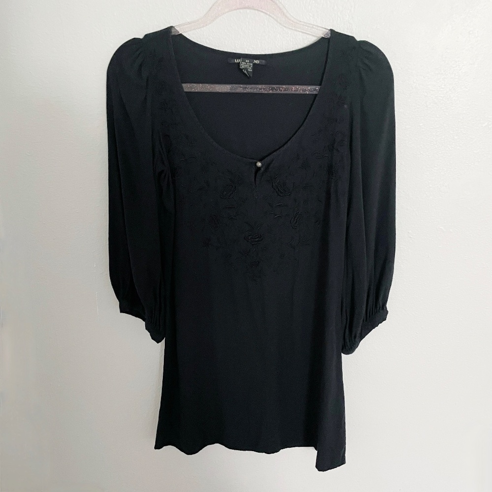 Lucky Brand Black Floral Embroidered Mini Dress - Picture 3 of 11